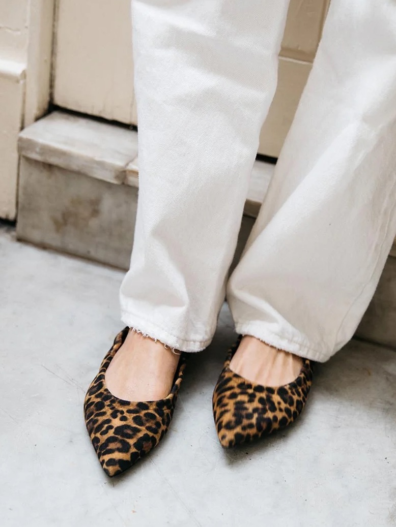 Margaux Roma Leopard-Print Pointed Ballet Flat - Brown/Black. Size 37 — image 2 of 8